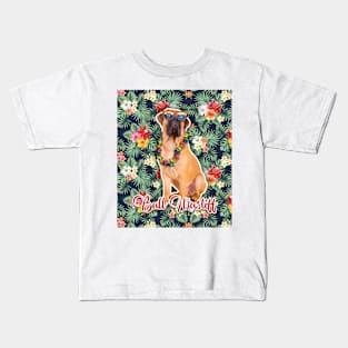 Bull Mastiff Summer Funky Hawaiian, Hawaii Style, Dog Personalized Hawaiian Kids T-Shirt